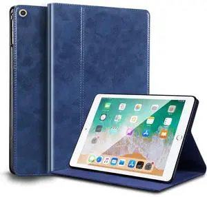 NANRUIL for Ipad Case 10.2-inch 9th/8th/7th Gen Genuine Leather Cover Protective Shell for 2021/2020/2019,Auto Wake/Sleep.Blue