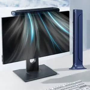 NORMIA RITA Clip On Computer Fan, Bladeless Monitor Clip On Fan Personal Cooling Fan for Office, Quiet USB Desk Fan Small Tower Fan for Desk, Suitable for Flat and Curved Monitor, Laptop