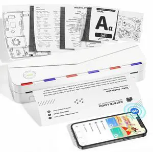 Phomemo Portable Printers Wireless for Travel, Bluetooth Thermal Printer Support 8.5'' x 11'' US Letter Size, Inkless Portable Printer for Phone Laptop, Portable Wireless Printer for Office Home Use