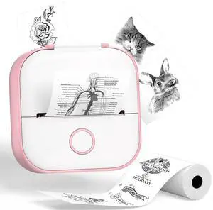 Phomemo Sticker Printer- Print Pods Mini Sticker Printer Maker T02, Bluetooth Thermal Pocket Printer for Study Notes, Stickers, Photos, DIY Printing, Pink