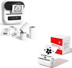 Phomemo M220 Label Maker & 4 Roll Label, 3.14 Inch Bluetooth Thermal Label Printer for Barcode, Address, Labeling, Mailing, File Folder Label, Easy to Use, Support Smartphone, Tablet&PC