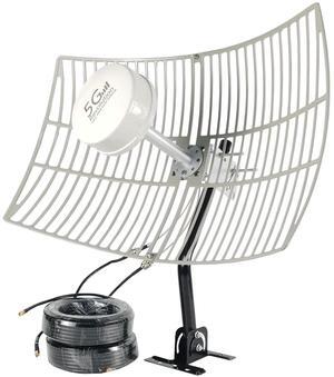 WiFi 5G 4G LTE 2x2 MIMO Parabolic Antennas Kit for 4G LTE 5G Hotspot Router T-Mobile Dish Grid Cellular Directional 2.4/5.8GHz WiFi 4G LTE Antenna Long Range 30dBi with SMA TS9 Cable Pole(Full Kit)