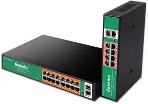 Reidubo 10+18-Port Ethernet Gigabit PoE Switch,16-Port PoE Network Switch with 2 Uplink Gigabit Ports,250W,Unmanaged, Plug&Play, Compatible with AP WiFi ,PoE Surveillance Cameras