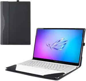 RUNMEIJIA Laptop Cover Case Only for ASUS ROG Zephyrus G16(2024~2025 16" [not Compatible with Any Other Model] .2-in-1 PU Leather Detachable Notebook Sleeve Computer Bag Protective (Black)