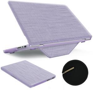 SEYMAC stock Case for MacBook Pro 14 inch 2024-2021 A3112 A3185 A3401 A2918 2992 2779 M4-M1, Shock-Absorbing Protection Case with Magnetically-Folio Stand &Mouse Pad/Bag (Fabric-Like Color Purple)