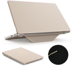 SEYMAC stock Case for MacBook Pro 16 inch 2024-2021 A3403 A3186 A2991 A2780 A2485 M4-M1, Shock-Absorbing Protection Case with Magnetically-Folio Stand &Mouse Pad/Bag (Leather-Like Color Gold)