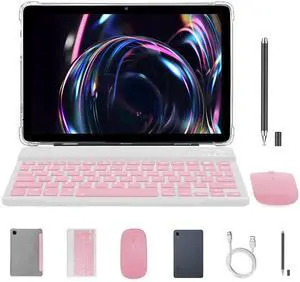 Redbeat Tablet C1, 8-inch 2-in-1 Android 14 HD Screen Tablets, 6GB RAM, 64GB Storage, Expandable to 1TB, Dual Camera, 4G LTE Dual Sim, Face Unlock, GPS, Includes Leather Case, Keyboard, Mouse & Stylus