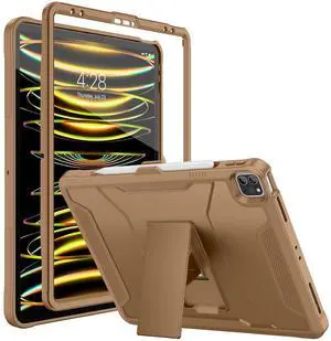 Soke Case for iPad Pro 12.9 6th/5th/4th Generation(2022/2021/2020 Release), Rugged Shockproof Protective Cover with Built-in Kickstand for Apple iPad Pro 12.9 - Light Brown