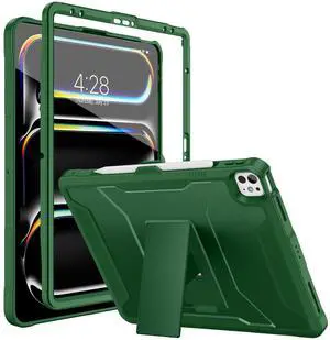 Soke Case for iPad Air 13 Inch M3/M2 (2025/2024),iPad Pro 13 Inch M4,iPad Pro 12.9(2022 2021 2020,6th/5th/4th Gen), Rugged Shockproof Protective Cover with Built-in Kickstand - Alpine Green