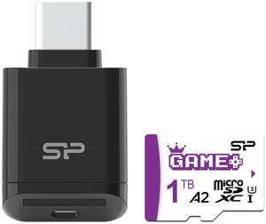 Silicon Power Micro SDXC UHS-I U3 A2 1TB Gaming Memory Card Bundle with USB C Card Reader SPA21GTC200