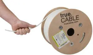 trueCABLE Cat6 Riser (CMR), 500ft, White, 23AWG 4 Pair Solid Bare Copper, 550MHz, PoE++ (4PPoE), ETL Listed, Unshielded Twisted Pair (UTP), Bulk Ethernet Cable