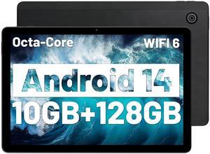 UGRIHACH Android Tablet, 11 inch Tablet, 10GB RAM 128GB ROM 1TB TF Card Expansion, Octa-Core Processor, 1280x800 IPS HD Touch Screen, Widevine L1, 6800mAh Battery, Wi-Fi 6, BT 5.2, Dual Camera