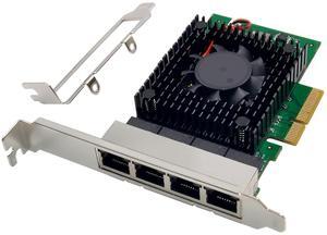 Quad-Port 2.5 GbE Network Adapter PCIe 3.1 with Intel I225-V 2500/1000/100Mbps 4-Port PCI Express Gigabit Ethernet NIC Card RJ45 LAN Controller for Windows 10/11 with Low Profile Bracket