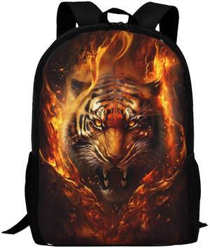 Viythuw Tiger Backpack, Lightweight Adjustable Black Backpack with Mesh Side Pockets for Travel Outdoor Sports, Simple and Aesthetic Bookbag for Men, Large Capacity Laptop Bag for Business Office