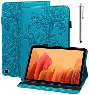 VODEFOX for All-New Kindle Fire HD 10 Tablet Case 13th Generation 2023 Release 10.1", PU Leather Folio Stand Lace Flower Cover with Card Slots for Fire HD10 & HD 10 Plus Tablet 2023 - Blue