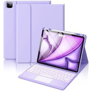 Hamile for iPad Air 13-inch Case Keyboard (M3/M2) - Magnetic Wireless Keyboard with Multi-Touch Trackpad 7 Colors Backlit Stain Proof Folio Cover for iPad Pro 12.9 6th 5th 4th 3rd Generation - Purple