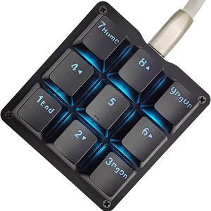 Yoqanr Macro Keyboard Mechanical Numpad One Handed Gaming 24 Macro Programmable Setting Keypad 9-Keys Number Pad Keyboard Electric Contest Game Blue LED Backlit Gaming Keyboard for Red Switch