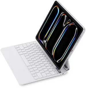 ZENLU iPad Pro 13-inch M4 Case with Keyboard, Magic-Style Keyboard, Multi-Touch Trackpad, Floating Cantilever Stand, Smart Backlit Keyboard Case for 13" iPad Pro 2024 (White)