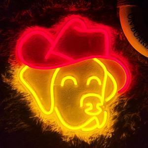VVKOWSG Cowgirl Hat LED Neon Sign Super Bright Acrylic Dimmable Cowboy Neon Light for Shop Window Store Display Beer Bar Nightclub Grand Opening Gift (Cowboy Hat Dog)