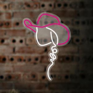 Cowgirl Hat LED Neon Sign Super Bright Acrylic Dimmable Cowboy Neon Light for Shop Window Store Display Beer Bar Nightclub Grand Opening Gift (Pink cowgirl hat 2)