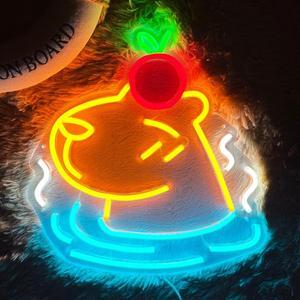 Capybara Neon Sign Super Bright Acrylic Dimmable Cute Animal Led Light Size 13.7x13.7 in Capybara Neon Light for Window Store Display Beer Bar Nightclub Grand Opening Gift