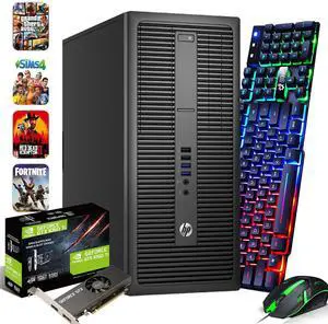 HP G2 Tower Desktop Computer PC, Intel Quad Core i7-6700 upto 4.00GHz, 32GB DDR4 Ram, 1TB SSD,NVIDIA GeForce GTX 1050Ti, Wi-Fi & Bluetooth, RGB Keyboard & Mouse, Windows 11 Professional(REFURBISHED)