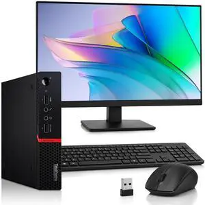 Lenovo ThinkCentre M715q Business Mini Desktop PC, AMD Pro A12-9800E, 8GB RAM, 256GB SSD, 24 Inch LED Monitor, Wireless Keyboard and Mouse, Wi-Fi, Windows 11 Pro, Home and Office PC Lenovo ThinkCentre M715q Business Mini Desktop PC, AMD Pro A12-9800E, 8GB RAM, 256GB SSD, 24 Inch LED Monitor, Wireless Keyboard and Mouse, Wi-Fi, Windows 11 Pro, Home and Office PC