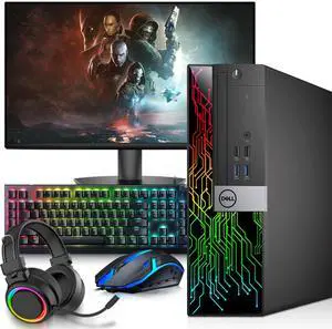 Dell 3040 RGB Gaming Desktop PC, Intel Core i5-6500, 8GB Ram, 256GB SSD, 24 Inch LED Monitor, AMD Radeon RX-550 Graphics Card, RGB Keyboard and Mouse, RGB Headphones, Wi-Fi, Windows 11 (Refurbished) Dell 3040 RGB Gaming Desktop PC, Intel Core i5-6500, 8GB Ram, 256GB SSD, 24 Inch LED Monitor, AMD Radeon RX-550 Graphics Card, RGB Keyboard and Mouse, RGB Headphones, Wi-Fi, Windows 11 (Refurbished)