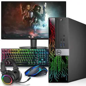 Dell OptiPlex 3040 RGB Gaming Desktop PC, Intel Core i5-6500 Up to 3.60GHz, 8GB RAM, 256GB SSD, 24 Inch LED Monitor, NVIDIA GeForce GT 1030, RGB Keyboard Mouse, RGB Headphones, Windows 11 Pro Dell OptiPlex 3040 RGB Gaming Desktop PC, Intel Core i5-6500 Up to 3.60GHz, 8GB RAM, 256GB SSD, 24 Inch LED Monitor, NVIDIA GeForce GT 1030, RGB Keyboard Mouse, RGB Headphones, Windows 11 Pro