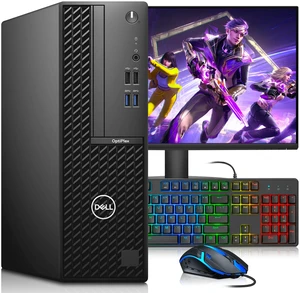 Dell OptiPlex Desktop Gaming PC, Intel Core i5 10th Gen 3.10GHz, 16GB RAM, 256GB SSD, 24 Inch LED Monitor, AMD Radeon RX-550 Graphics, RGB Keyboard & Mouse, Wi-Fi Adapter, Windows 11 Professional Dell OptiPlex Desktop Gaming PC, Intel Core i5 10th Gen 3.10GHz, 16GB RAM, 256GB SSD, 24 Inch LED Monitor, AMD Radeon RX-550 Graphics, RGB Keyboard & Mouse, Wi-Fi Adapter, Windows 11 Professional