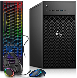 Dell Precision 3630 Tower Gaming PC Intel Core i7 8th Gen 3.20GHz 16GB DDR4 RAM 256GB SSD AMD Radeon RX 550 4GB, RGB Gaming Keyboard Mouse Headset, Wi-Fi Adapter, Windows 11 Pro, Refurbished