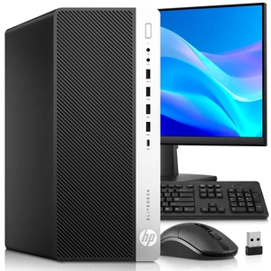 HP EliteDesk 800 G3 Tower Desktop Computer, Intel Core i5 6th Gen 3.20GHz, 8GB RAM, 256GB SSD, 24 Inch LED Monitor,  Built-in Wi-Fi, DisplayPort, Wireless Keyboard & Mouse, Home & Office PC (Renewed)