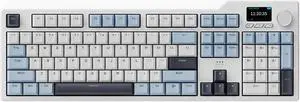 FirstBlood AK35I V3 Full Size Hot Swap Mechanical Keyboard with Screen & Knob 2.4G/BT/USB-C Gasket Keyboard FR4 Plate 8000mAh Battery South Facing LED RGB Keyboard Sky Blue