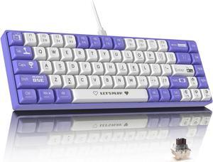 FirstBlood AK680 60% Wired Mechanical Gaming Keyboard,Hot-Swappable,RGB Rainbow Backlit,UV Printing and EVA Sound Control,Fully Anti-Ghosting,Programmable,Brown Switch for Windows/Mac Purple&White