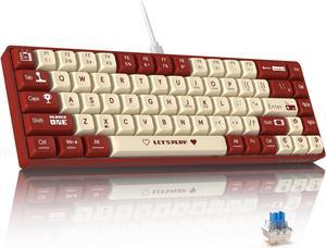 FirstBlood AK680 60% Wired Mechanical Gaming Keyboard, Hot Swap, RGB Backlight, UV Printing & EVA Sound Control, Fully Anti-Gink, Programmable, for Windows/Mac, Blue Switch Red & White Red-white