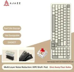 FirstBlood AK992 98-Key Wired Hot-Swappable Mechanical Keyboard Face Value Full Key No Punching GASKET Structure Retro Red Switch