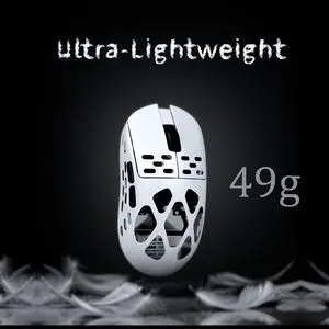 FirstBlood AM3 MAX Wireless Gaming Mouse, Lightweight Full Magnesium Alloy, 30000 DPI, PAW3950 Sensor, 5 programmable Buttons, Supports Wired/2.4GHz/BT (White, AM3 MAX (8k Receiver))