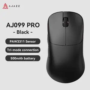 FirstBlood  AJ099 PRO Superlight Wireless Gaming Mouse, Ergonomic 54g Ultra Lightweight 2.4Ghz/Wired Computer Mouse, PAW3311, 200Hrs Battery Programmable Buttons for Win/MAC PC Gamers Black