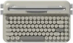 firstblood/AJAZZAF84 Wireless 2.4G Bluetooth Dual-mode Retro Keyboard with Built-in Fixed Slot Stand for Multiple Device Connection Retro White
