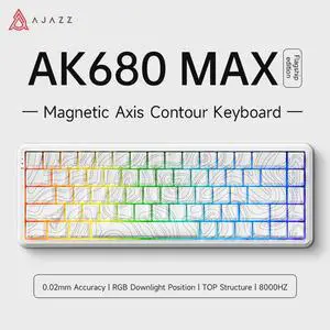 firstblood/AJAZZAK680 MAX Wireless Magnetic Axis Keyboard Three-mode Mechanical Keyboard Gaming E-sports 8K White/Silver