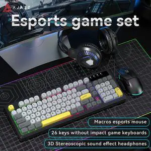 AJAZZ AT120 three-in-one set-mouse, keyboard, headset-wired combination set-game-office-leisure-gift