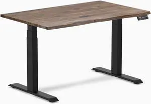 Desky Dual Hardwood Sit Stand Desk - Natural Walnut / 48 x 30 inches / Matte Black