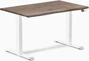 Desky Dual Hardwood Sit Stand Desk - Natural Walnut / 48 x 30 inches / White Desky Dual Hardwood Sit Stand Desk - Natural Walnut / 48 x 30 inches / White
