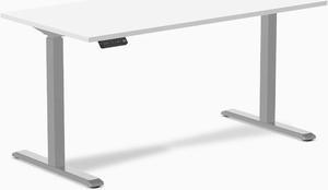 Desky Single Sit Stand Gaming Desk - White / 59.1" x 29.5" / Gray