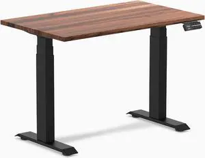 Desky Dual Mini Hardwood Sit Stand Desk - Walnut / 40 x 24 in / Matte Black