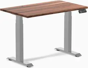 Desky Dual Mini Hardwood Sit Stand Desk - Walnut / 40 x 24 in / Grey