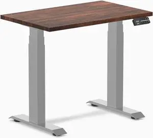Desky Dual Mini Softwood Sit Stand Desk - American Rustic Pine / 32 x 20 in / Grey