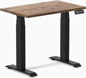 Desky Dual Mini Hardwood Sit Stand Desk - Natural Walnut / 32 x 20 in / Matte Black