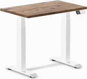 Desky Dual Mini Hardwood Sit Stand Desk - Natural Walnut / 32 x 20 in / White