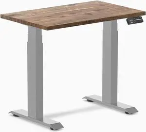 Desky Dual Mini Hardwood Sit Stand Desk - Natural Walnut  / 32 x 20 in / Grey